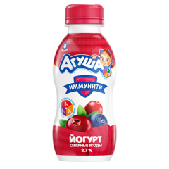 Изображение БЗМЖ 3575 Йогурт фруктовый "Агуша" 2.7% черника-брусника-клюква 180 мл (шт.)