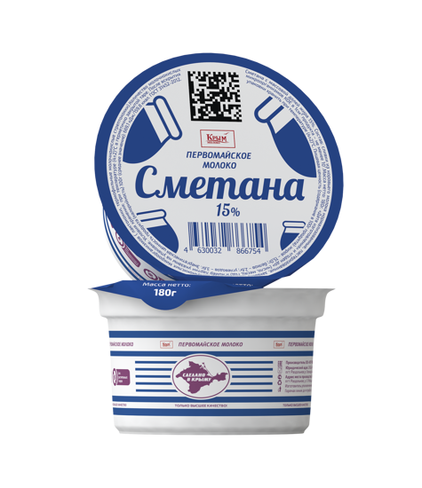 Изображение БЗМЖ 6754 Сметана 180 г Первомайское молоко мдж 15% п/ст