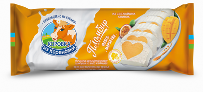 Изображение БЗМЖ 8064 Мороженое 400 г Коровка из Кореновки семейное манго-маракуйя ф/пак