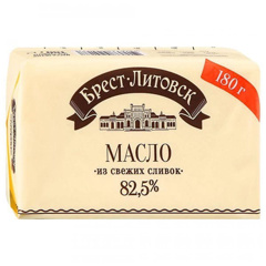 Изображение Масло несоленое Брест-Литовск сладко-сливочное в/с 82,5% п/п 180г Штука МДК