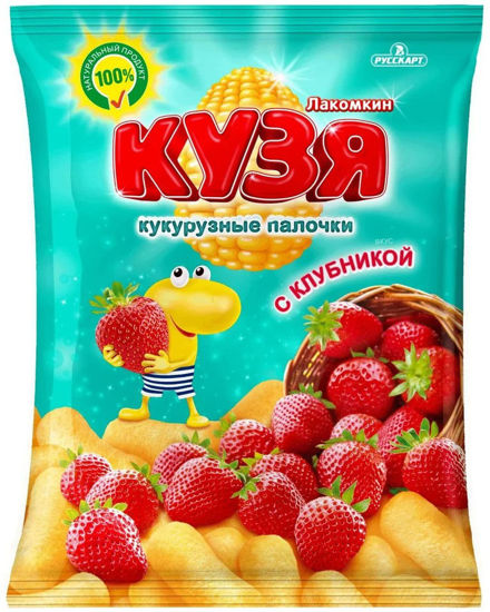 Изображение 2675 Кукурузные палочки "Кузя Лакомкин" со вкусом клубники, 100 г 