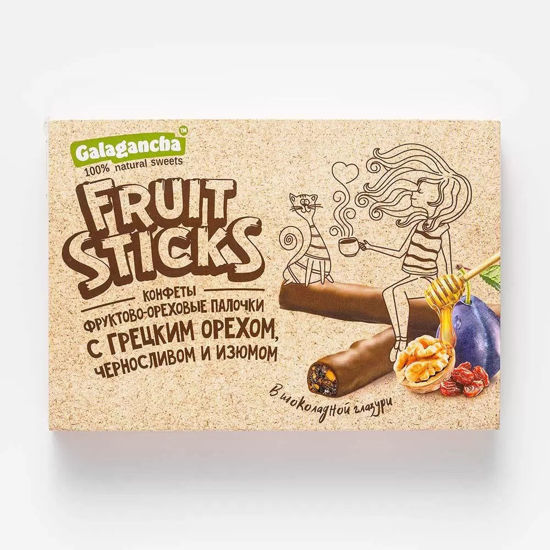 Изображение 6176 Конфеты 175 г Galagancha FruitSticks с черносливом и грецким орехом в шоколадной глазури к/уп