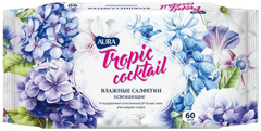 Изображение 6968 Влажные салфетки AURA TROPIC COCKTAIL освежающие 60шт в ас-те/24