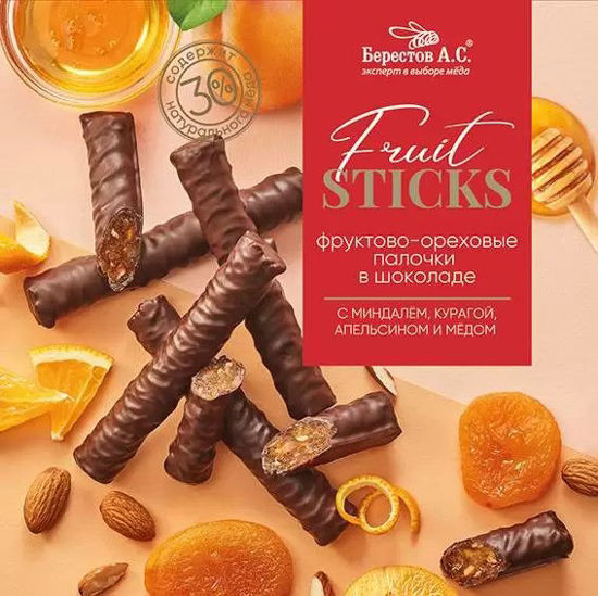 Изображение 6169 Конфеты 175 г Galagancha FruitSticks с курагой и миндалём в шоколадной глазури к/уп